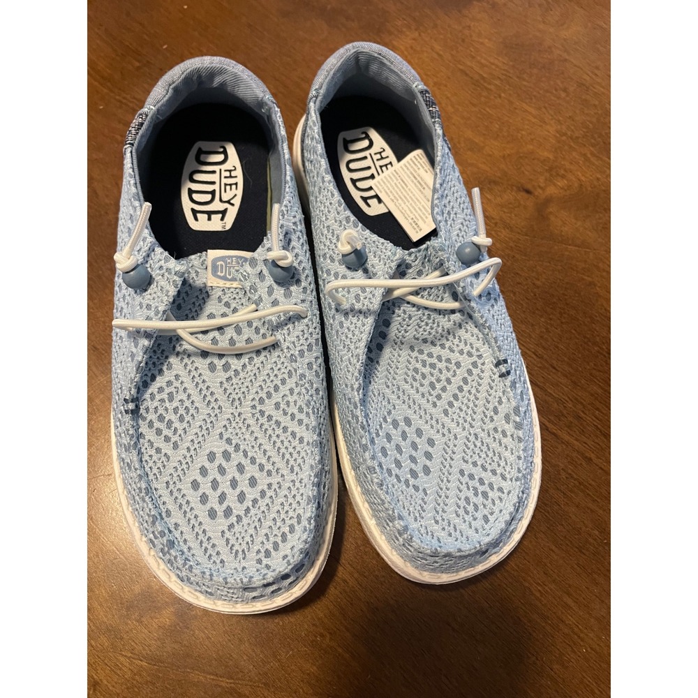 Hey Dude Women's Light Blue Knit Sox Casual Flats